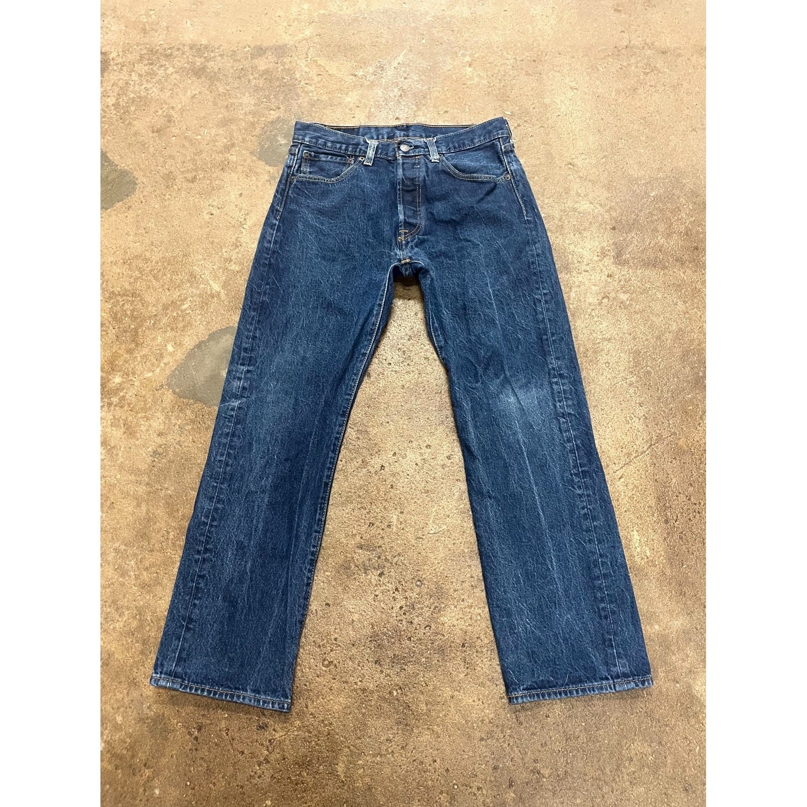 Levi's 501 Original Straight Jeans Men 32x30 Blue Denim Cotton Stretch Dark Wash